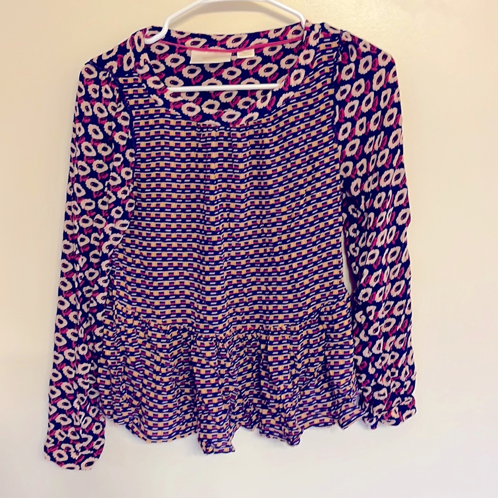 MAEVE by Anthropologie blouse. Ruffle hem, long sleeve, size S